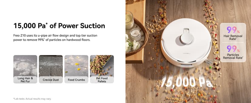 NARWAL Freo Z10 Robot Vacuum and Mop Combo, Tangle Free Robot Mop, 15,000Pa Suction, Adapts to Hard-to-Reach Areas, Self-Emptying, Mop Washing & Drying, Obstacle Avoidance, for Pet Hair & Hard Floor