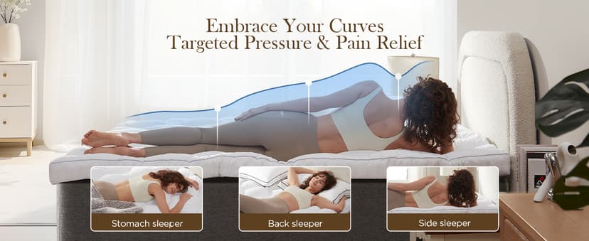 Decroom 3 Inch Memory Foam Mattress Topper Queen Size for Back Pain Relief, Thicked Down Alternative-Lined Mattress Pad,Filled with Breathable & Soft Memory Foam Pillow Top, 80x60x3 Inch