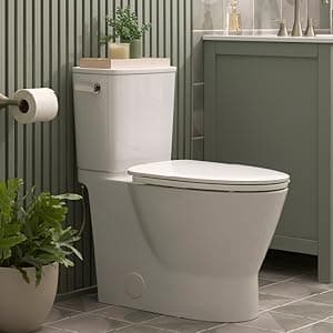 American Standard 252AA898.020 Cadet Aspirations Two-Piece Toilet with Slow-Close Seat, Elongated Front, Chair Height, Right Hand Flush, White, 1.28 gpf
