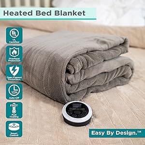 BLACK+DECKER Heated Blanket Electric Queen, Micro Plush Electric Blanket, Heating Blanket with 10 Heating Levels, 10H Timer, Auto Shutoff, Dual Zone Heating, Fast Heating (84x90 inches, Grey)