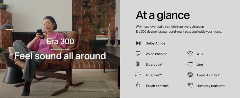 Sonos Era 300 - Black - Wireless, Alexa Enabled Smart Speaker with Dolby Atmos.