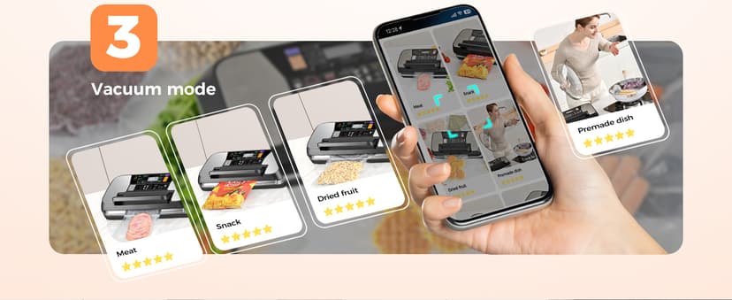 95kpa Vacuum Sealer Machine, Commercial Full Automatic Food Sealer, Food Vacuum Sealing Machine with Cutter, 10 Pre-cut Bags & Bag Rolls and Accessory Hose, Fully Starter Kits, Black