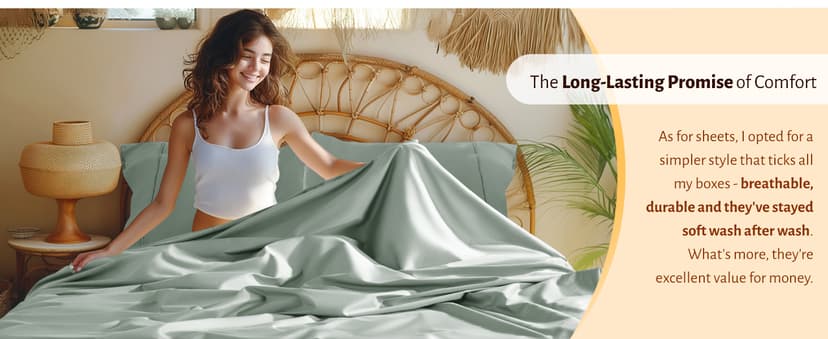 Shilucheng 100% Egyptian Cotton Queen Size Sheets Set - 1000 Thread Count,Luxury Cotton Bed Sheets,Breathable & Cooling Bedding and Pillow Cases, 16 Inch Deep Pocket - 4 Piece (Sea Glass, Queen)