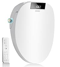 Bidet Toilet Seat Round, Unlimited Warm Water, Heated Toilet Seat, Warm Air Dryer, Rear and Feminine Washing, Soft Closed Toilet Lid, Night Light, Smart Toilet Seat with Bidet Requires Outlet