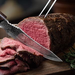 Steak Knives Set of 6, 4.8 Inch High-Carbon Japanese Stainless Steel Non-serrated Steak Knife with Wood Handle, Damascus Pattern Full Tang Design, Razor-Sharp Dinner Knives with Gift Box