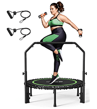 BCAN 450LBS/550LBS Foldable Mini Trampoline, 40"/48" Fitness Trampoline with Durable Bungees, Stable & Quiet Exercise Rebounder for Adults,Great Mini Trampoline for Indoor/Garden Workout - 2