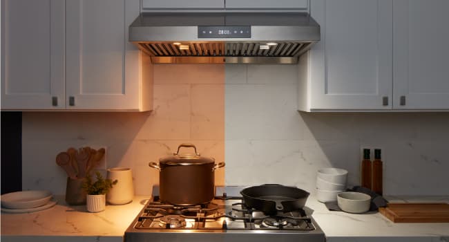 Hauslane Range Hood 30 Inch - Under Cabinet Range Hood 30" Stainless Steel Kitchen Hood, Vent Hood 30 Inches, Stove Vent Hood for Kitchen, Vent Hoods 30 Inch with LED - Chef Series PS18