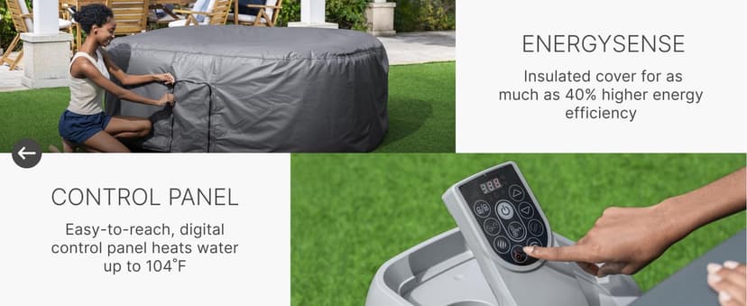 Coleman Hawaii AirJet Large Square 4 to 6 Person Inflatable Hot Tub Portable Outdoor Spa with 140 AirJets and EnergySense Cover, Grey