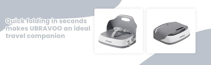 Baby Booster Seats, Toddler Booster Seat for Dining Table with Adjustable Straps, Portable Compact Portable Baby Chair for Dining and Travel (Grey)