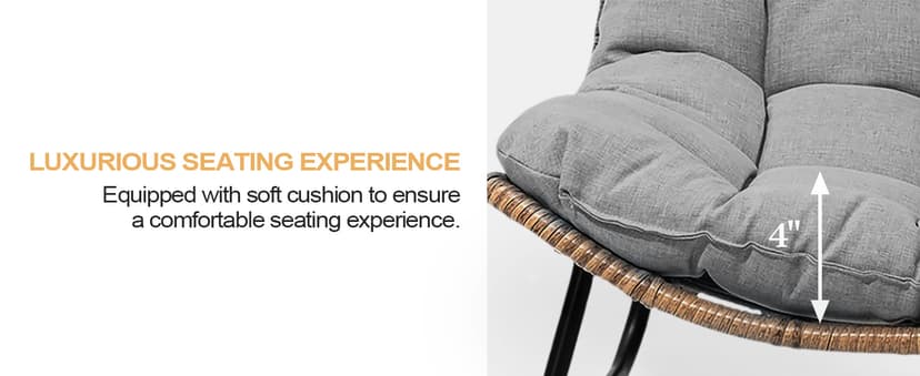 Crestlive Products Outdoor Loveseat 3 Pieces, 2 Seater &1 Seater Outdoor Sofa Set,All-Weather Boho Rattan Patio Furniture with Soft Cushion for Balcony, Poolside, Backyard (Dark Gray Without Table)