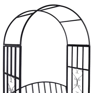 Garden Arch Heavy Duty (Holds 660lbs-250kg) | Metal Arbor Archway for Climbing Plant & Two People Seat Bench |Outdoor Lawn Backyard Decor 81 x 45.3 x 20 in - Black