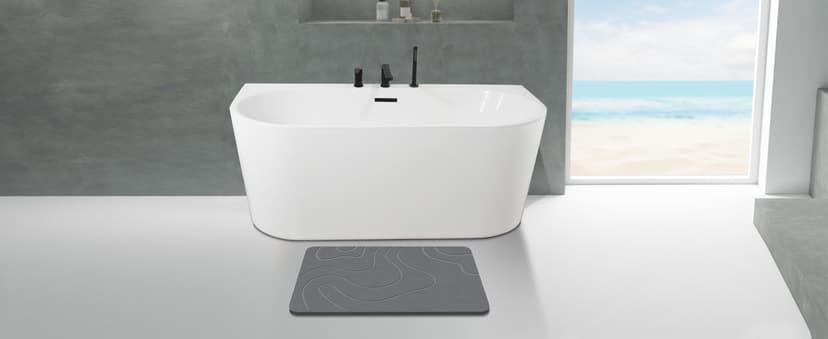 Stone Bath Mat Diatomaceous Earth Shower Mat Non-Slip Super Absorbent Diatomite Stone Mats for Bathroom Floor Quick-Drying Easy to Clean (24''*16'' Grey)