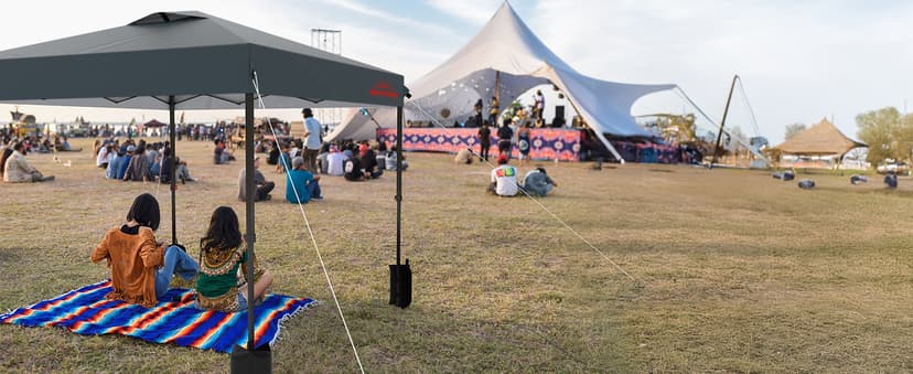 10x10 Pop Up Canopy with Sidewalls, Easy Up Canopy Tent, Heavy Duty Tents for Parties, One Person Set Up Event Tent, Grey