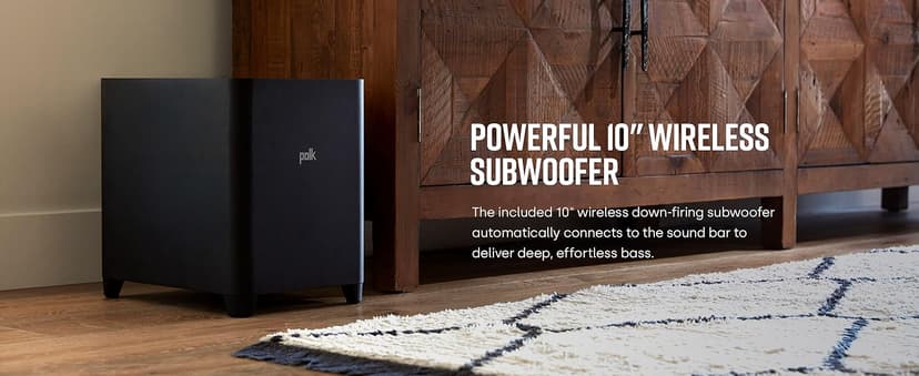 Polk Audio MagniFi Max AX 5.1.2 Channel Sound Bar with 10" Wireless Subwoofer, Dolby Atmos and DTS:X Certified, Polk's Patented VoiceAdjust & SDA Technologies, Easy Setup, Black