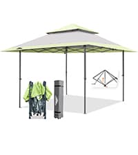 EAGLE PEAK Pop Up Canopy Tent with Wheeled Carry Bag, 8 Stakes, 4 Ropes, 4 Weight Bags, Easy Set Up Tent Canopy, 10x10 ft, 100sqft of Shade, Blue