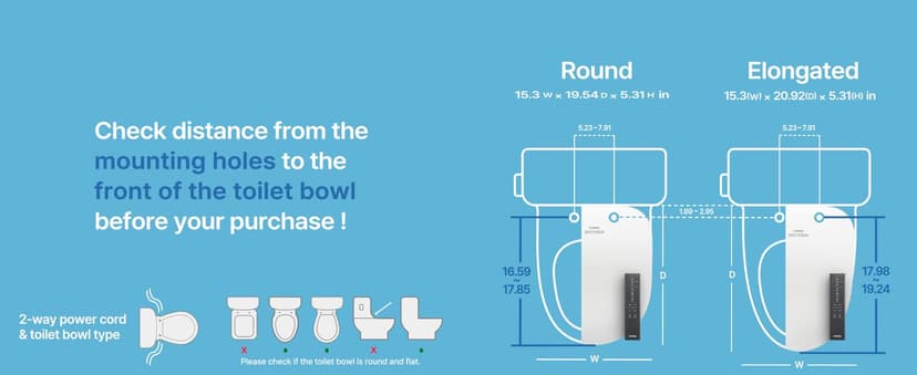 Coway Electronic Bidet Elongated Toilet Seat with Instantaneous Water Heating, Heated Seat and Dryer, Auto Open and Close Lid, Night Light, Deodorizer, Stainless Nozzle, Remote Control 500S