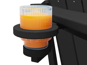 SERWALL HDPE Folding Adirondack Chair with Dual Cup Holder - Composite Adirondack Chair - Black