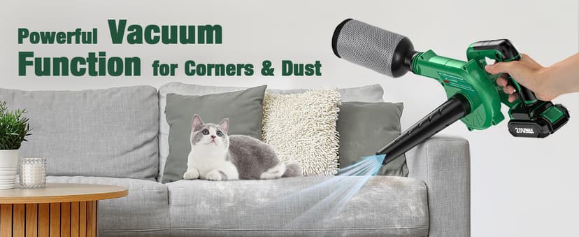 K I M O. Cordless Leaf Blower Vacuum Combo 4 in 1, 3 Nozzles &3 Modes for Inflation & Deflation, Extended Tube & Variable Speed, 20000RPM 150MPH, 2x2000mAh Battery Powered Leaf Blowers for Lawn Care