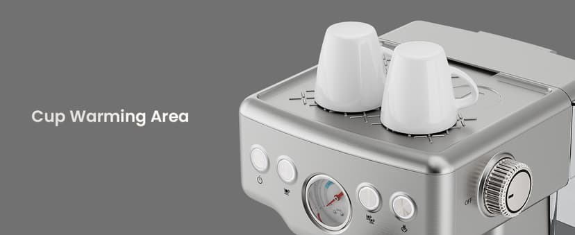 Neretva Espresso Machine, 15 Bar Espresso Coffee Machine with Visible Pressure Guage Professional Espresso Maker with Milk Frother & Stainless Steel for Home Barista Latte and Cappuccino Maker-Silver