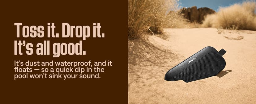 Bose SoundLink Flex Portable Bluetooth Speaker (2nd Gen), Portable Outdoor Speaker with Hi-Fi Audio, Up to 12 Hours Battery Life, Waterproof and Dustproof, Black