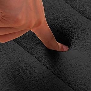 Bathroom Rugs Set Memory Foam Bath Rugs Non-Slip Bath Mat Set 3 Piece,Washable Bathroom Mats,Absorbent Shaggy Rugs Super Soft U-Shaped Toilet Rug,Bahroom Carpets for Bathroom,Tub,Shower(Black)