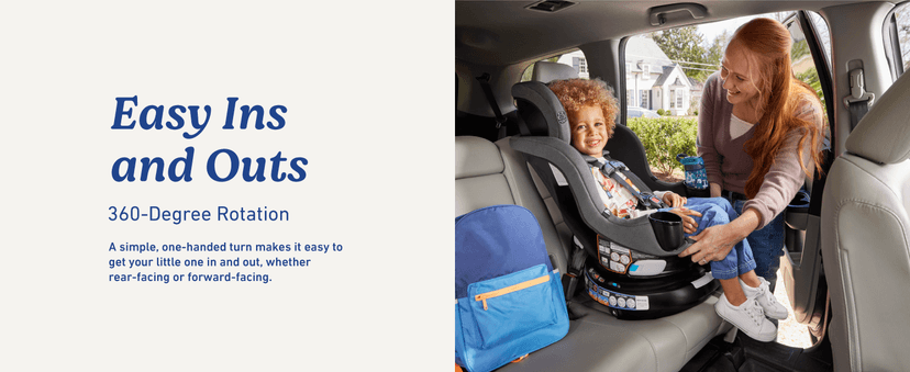 Graco EasyTurn 360 2-in-1 Convertible Car Seat, 360 Degree Rotating Infant to Toddler Rotating Car Seat, 2 Modes Forward and Rear Facing, Slim Design, Solae