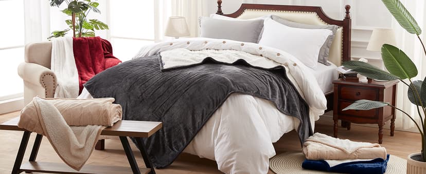 Westinghouse Electric Blanket King, Heated Blanket King Size with 10 Heating Levels and 1 to 12 Hours Heating Time Settings, Flannel to Sherpa Reversible, Machine Washable (90" x 100", Beige)