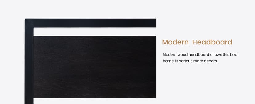 SHA CERLIN 14 Inch Queen Size Metal Platform Bed Frame with Wooden Headboard and Footboard, Mattress Foundation, No Box Spring Needed, Large Under Bed Storage, Non-Slip Without Noise, Black Oak