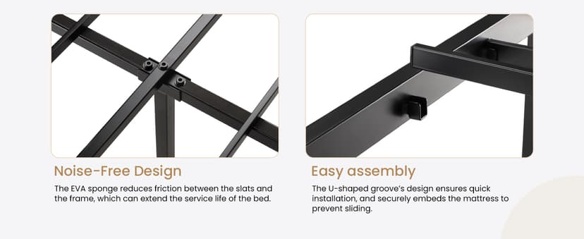 SHA CERLIN 14'' Queen Size Metal Platform Bed Frame/Victorian Headboard and Footboard/Steel Slats Mattress Foundation for Storage/No Box Spring Needed/Noise Free/Black