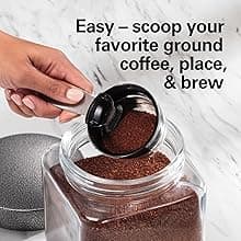 Hamilton Beach The Scoop Single Serve Coffee Maker & Fast Grounds Brewer, Brews in Minutes, 8-14oz. Cups, Stainless Steel