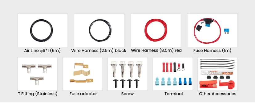 maXpeedingrods On Board Air Compressor System Universal Air Spring Compressor Kit with Gauge Air Line T Fittings for Trucks Vans