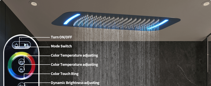 Matte Black Dual Shower Heads Shower System with 26"X16" LED Rainfall Shower Head and 8" Side Showerhead,Digital Display Shower Faucet Set with 6 PCS Body Jets and Handheld Spray