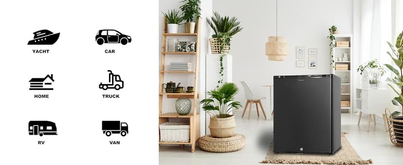 SMETA 12 Volt Refrigerator 12v 1.2 cuft RV Mini Fridge with Lock Truck Refrigerator DC 12V|110V Compact Small Fridge for Freightliner Cascadia Wheeler Trucker Drivers, Camper, Boat, Marine