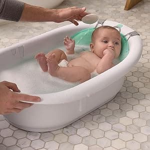 Frida Baby 4-in-1 Grow-with-Me Baby Bathtub, Baby Tub for Newborns to Toddler with Removable Bath Seat & Backrest for Bath Support in Tub