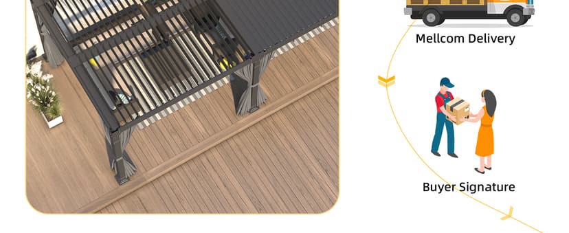 MELLCOM Louvered Pergola 12x24, Aluminum With Adjustable Roof, Outdoor With Waterproof Curtains and Nets, Dark Grey