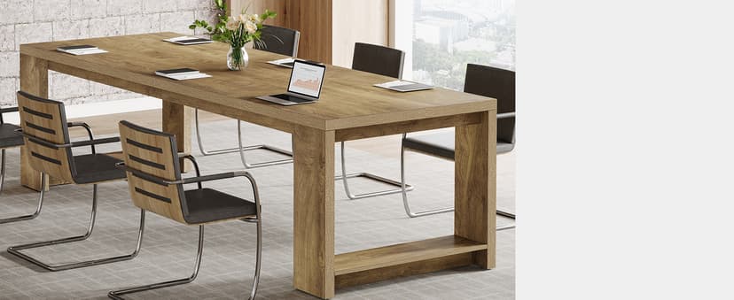 Tribesigns Two Person Desk, 86.6 Inches Extra Long Desk, Double Computer Writing Table, Wood Large Desks Workstation for Home Office, Natural Oak