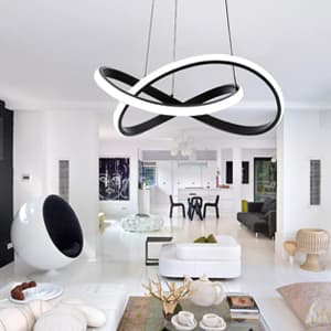 MAYNA Modern LED Pendant Light Fixture, Contemporary LED Chandelier with Irregular Ring Lights, Adjustable Modern Chandeliers for Dining Room Kitchen Entryway Living Room Bedroom, 6000K Daylight