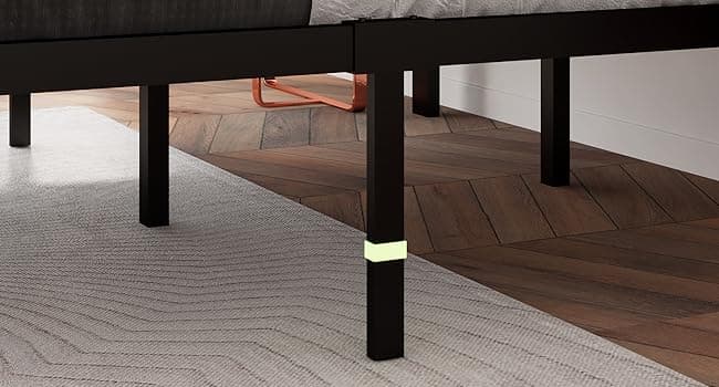 Feonase Full Size Metal Bed Frame, Heavy-Duty Platform Bed Frame with Linen Upholstered Headboard, 12" Storage Space, Steel Slats Support, No Box Spring Needed, Gray