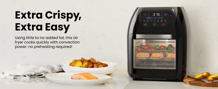 CHEFMAN Multifunctional Digital Air Fryer+ Rotisserie, Dehydrator, Convection Oven, 17 Touch Screen Presets Fry, Roast, Dehydrate, Bake, XL 10L Family Size, Auto Shutoff, Large Easy-View Window, Black