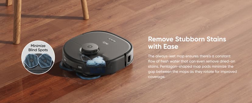 eufy X10 Pro Omni Robot Vacuum and Mop Combo, 8,000 Pa Suction, Dual Mops with 12 mm Auto-Lift and Carpet Detection, AI Obstacle Avoidance, Auto Mop Washing, Auto Drying, Self-Emptying, Self-Refilling