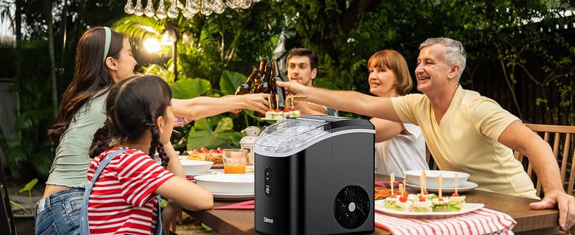 Nugget Ice Maker Countertop, Silonn Chewable Pellet Ice Machine with Self-Cleanin Function, 33lbs/24H Portable Ice Makers for Home Kitchen Officce, Black