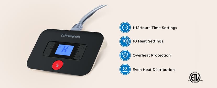 Westinghouse Electric Blanket King, Heated Blanket King Size with 10 Heating Levels and 1 to 12 Hours Heating Time Settings, Flannel to Sherpa Reversible, Machine Washable (90" x 100", Beige)