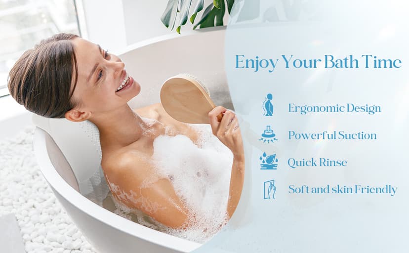 Bath Pillow Luxury Bathtub Pillow, Bath Pillows for Tub Head Neck and Back Support, Non-Slip Soft Silicon Bath Tub Pillow with Strong Suction Cup, Bath Accessories Spa Gifts, White