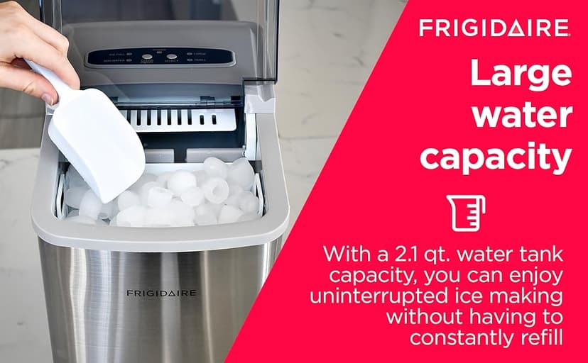 Frigidaire 26 Lbs per Day Portable Compact Maker, Ice Making Machine, Stainless, Medium
