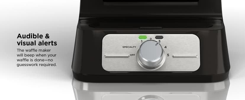 Ninja BW1001 NeverStick PRO Belgian Waffle Maker, Vertical Design, 5 Shade Settings, with Precision-Pour Cup & Chef-curated Recipe Guide, Black & Silver