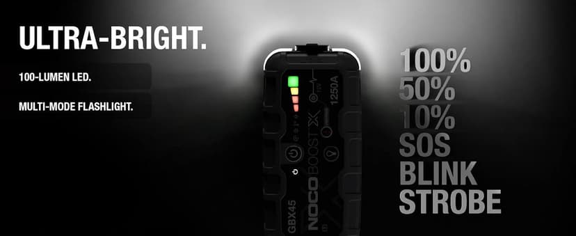 NOCO Boost X GBX45: 1250A UltraSafe Jump Starter – 12V Lithium Battery Booster Pack, Portable Jump Box, Power Bank & Jumper Cables - for 6.5L Gas and 4.0L Diesel Engines