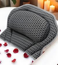 Non Slip Bath Pillow, Luxury Spa Bathtub Head & Neck Rest Support, Permeable Quick Drying Air Mesh Tub Pillow with 4 Large Suction Cups, Fits Any Tubs, Soft and Relaxing