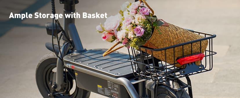 iScooter Electric Scooter with Seat, 37/21 Miles Long Range & 28/19/15.6 MPH Top Speed, 14"/12"/10" Pneumatic Tire, Height Adjustable Seat & Handlebar, Dual Suspensions Commuting Scooter with Basket