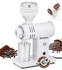 Huanyu Commercial Coffee Grinder with 64mm Flat Burr Anti-Flying Grounds Outlet 26oz Lotus Hopper 8 Stepless Settings Electric Coffee Grinders with Smart Touchscreen for Cafés Restaurants