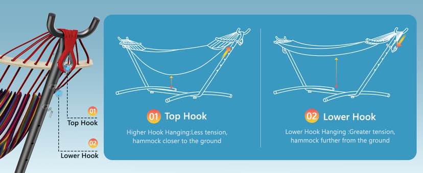 Double Hammock with Heavy-Duty Steel Stand,Portable,Easy Assembly,600lbs Weight Capacity,Perfect for Indoor,Yard,Camping,or Outdoor-Rainbow